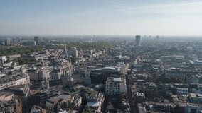 Establishing Aerial View Shot of London UK, United Kingdom, day, nice weather, city center