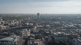 Establishing Aerial View Shot of London UK, United Kingdom, day, nice weather, city center