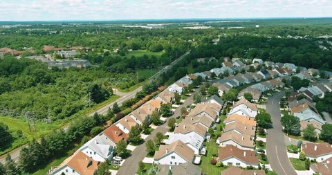 Aerial view of residential quarters at beautiful Monroe town urban landscape the New Jersey USA