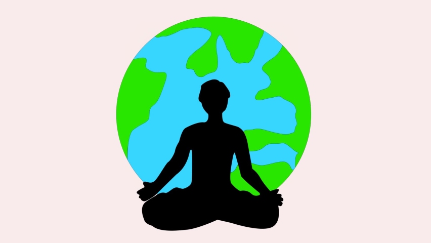 round earth with yoga 2d animation video