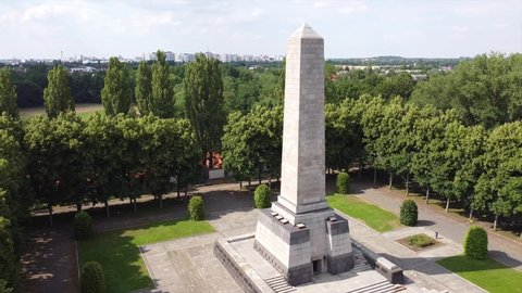Berlin, Germany - July 1 2021: The Soviet War Memorial at Schönholzer Heide in Berlin’s Pankow district. East Germany’s Soviet heritage. Sowjetisches Ehrenmal in Schönholzer 
