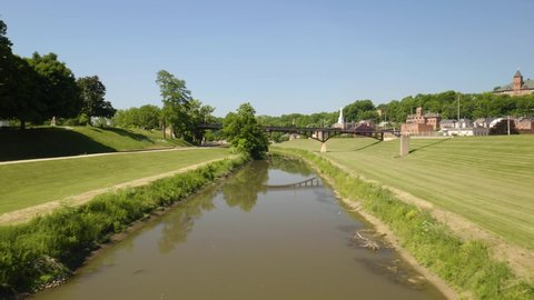 Aerial View of Galena River in Galena, Illinois on Beautiful Summer Day