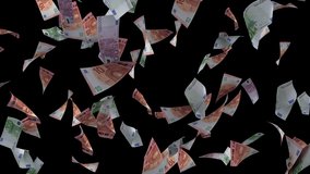 Fast fall down banknotes euro currency on black background. Flawlessly looped video footage of 3D rendered paper banknote money flying in infinite flow on black background.  - Powered by Shutterstock - Get 15% off with code: PIKWIZARD15