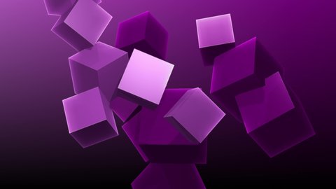 Contemporary and soothing animation loop of purple rotating cube group : vidéo de stock
