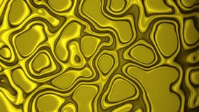 Gold bright shining wavy liquid surface. Digital graphic abstract background with gold and yellow trendy vibrant texture for art or commercial concept. 3d rendering animation 4K video.