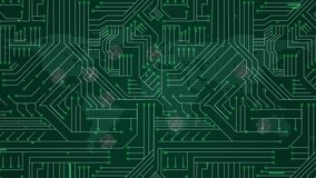 Animation of scope scanning over green light trails on computer circuit board. global data processing, connections, technology and digital interface concept digitally generated vide - Powered by Shutterstock - Get 15% off with code: PIKWIZARD15