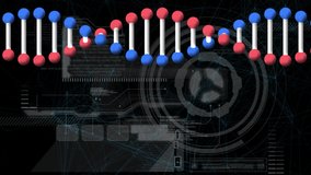 Animation of dna strand, scope scanning with network of connections. global science, data processing, connections, technology and digital interface concept digitally generated video. - Powered by Shutterstock - Get 15% off with code: PIKWIZARD15