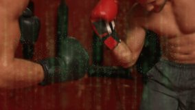 Animation of digital interface with rotating dna strand and data processing over boxers. medical research technology and sport concept digitally generated animation. - Powered by Shutterstock - Get 15% off with code: PIKWIZARD15