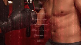 Animation of digital interface with rotating dna strand and data processing over boxers. medical research technology and sport concept digitally generated animation. - Powered by Shutterstock - Get 15% off with code: PIKWIZARD15