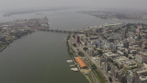 Aerial view of the business district in Abidjan, Ivory Coast
