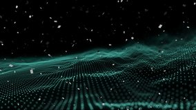 Animation of white confetti falling over undulating landscape of contoured blue dots. celebration, party and event concept digitally generated video. - Powered by Shutterstock - Get 15% off with code: PIKWIZARD15
