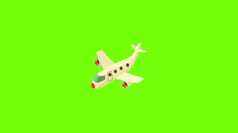 Airplane icon animation cartoon object on green screen background