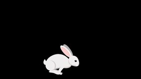 The white rabbit jumps . Animation with an alpha channel .