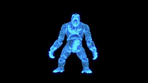 3D holographic king kong looping animation 