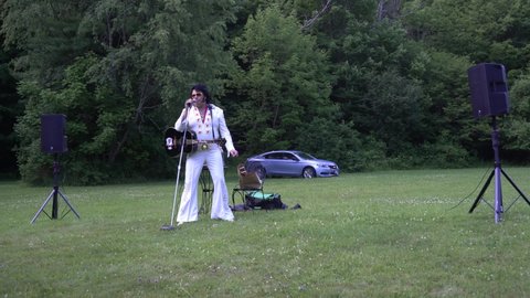 Hamilton, NY. July 10th, 2021. An Elvis Impersonator. 