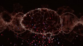 Animation of brain rotating with colourful confetti falling on black background. medical research, celebration, party, energy and event concept digitally generated video. - Powered by Shutterstock - Get 15% off with code: PIKWIZARD15