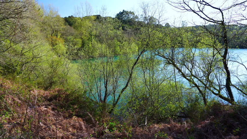 Spring landscape in the Pozos de Valcaba in the town of Pámanes in the municipality of Liérganes. Cantabria, Spain, Europe