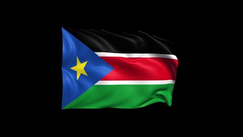 Waving South Sudan Flag Isolated on Transparent Background. 4K Ultra HD Prores 4444, Loop Motion Graphic Animation.