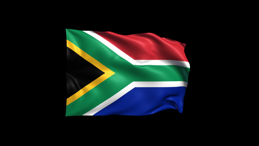 Waving South Africa Flag Isolated on Transparent Background. 4K Ultra HD Prores 4444, Loop Motion Graphic Animation. Royalty-Free Stock Footage #1075701875