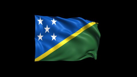 Waving Solomon Islands Flag Isolated on Transparent Background. 4K Ultra HD Prores 4444, Loop Motion Graphic Animation.