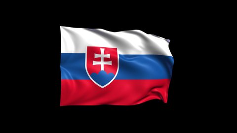 Waving Slovakia Flag Isolated on Transparent Background. 4K Ultra HD Prores 4444, Loop Motion Graphic Animation.