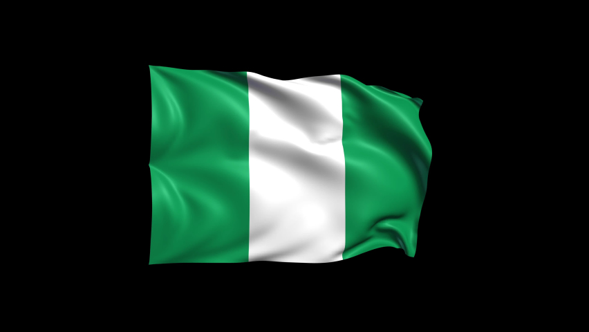 Waving Nigeria Flag Isolated on Transparent Background. 4K Ultra HD Prores 4444, Loop Motion Graphic Animation. Royalty-Free Stock Footage #1075702004