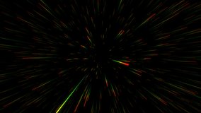 Beautiful multi-colored Hyperspace Lights flying through the stars to a distant space. particle tunnel background. Digital Art. Computer animation. Modern background. motion design. Loopable. LED.4K