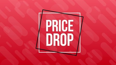Price drop web banner. Sale tag, Banner design template. Motion graphics.