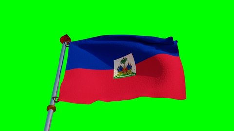 The flag of the Republic of Haiti in 3D, HD resolution with green screen, ready for Chroma Key, and seamlessly looped.
