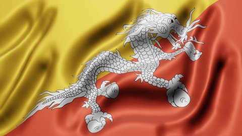 3d rendering of a National Bhutan flag waving in a looping motion
