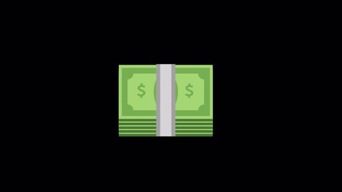 2D animated stack of green dollars adding up, Stack of cash dollar bills. Paper money icon, Green dollar banknotes cash icons, Dollar paper business finance money stack of bundles.

