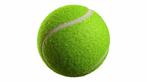 Tennis ball rolling looping video with no logo or text. Isolated on white background. Tennis ball rolling with alpha channel 3d 4K