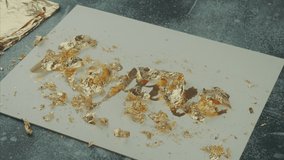 Inspire. Motivating lettering on white board. Handmade creativity. Gold letters. Gilding. Brush in hand - Powered by Shutterstock - Get 15% off with code: PIKWIZARD15