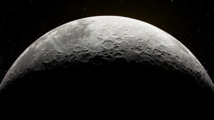 Lunar Crater Astronomy A Celestial Cosmic Eclipse. A rotating moon isolated on a black background.  Royalty-Free Stock Footage #1075754585