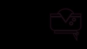Glowing neon line Pirate hat icon isolated on black background. 4K Video motion graphic animation.
