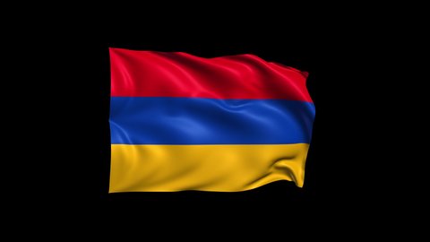 Waving Armenia Flag Isolated on Transparent Background. 4K Ultra HD Prores 4444, Loop Motion Graphic Animation.