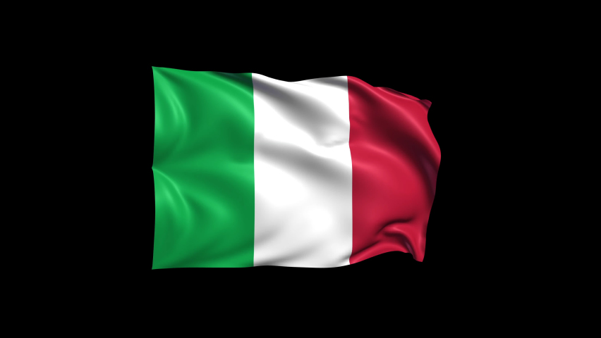 Waving Italy Flag Isolated on Transparent Background. 4K Ultra HD Prores 4444, Loop Motion Graphic Animation. Royalty-Free Stock Footage #1075760465