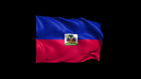 Waving Haiti Flag Isolated on Transparent Background. 4K Ultra HD Prores 4444, Loop Motion Graphic Animation.