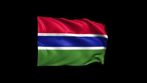 Waving Gambia Flag Isolated on Transparent Background. 4K Ultra HD Prores 4444, Loop Motion Graphic Animation.