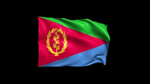 Waving Eritrea Flag Isolated on Transparent Background. 4K Ultra HD Prores 4444, Loop Motion Graphic Animation.
