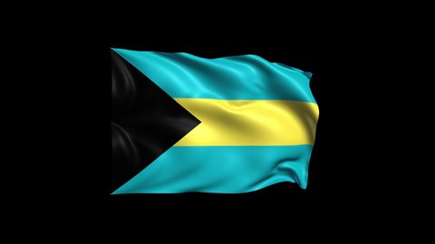 Waving Bahamas Flag Isolated on Transparent Background. 4K Ultra HD Prores 4444, Loop Motion Graphic Animation.
