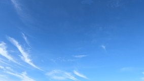 White cirrus cloud or cirrostratus cloudscape on beautiful sunny clear blue sky in tropical summer or spring sunlight n sun ray at daylight sunshine day, Slow Motion 4k cinemagraphs b-roll TimeLapse
