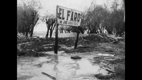 CIRCA 1958 - Buenos Aires, Argentina is ravaged by floods.