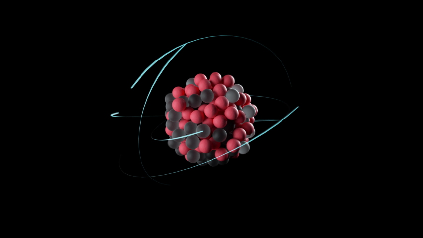 Unstable uranium atom, nucleus composed of neutrons and protons and spin electrons orbiting around it, 3D rendering of standard atomic model. Particle physics concept | Shutterstock HD Video #1075773104