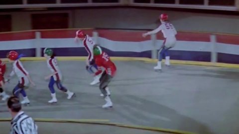 CIRCA 1963 - In this exploitation movie, women get aggressive in roller derby.