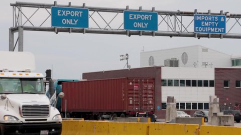 CIRCA 2017 Port of Boston Container operations, Custom and Border Patrol Protection agents and officers using technology to search imported cargo, MA.