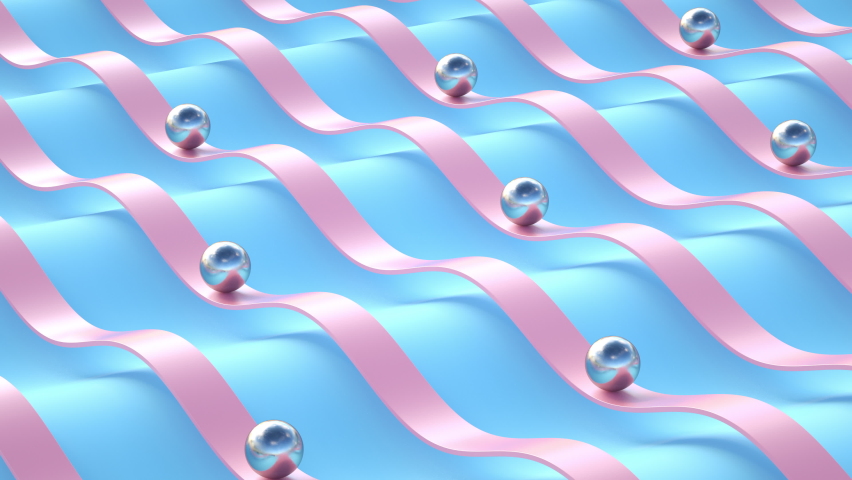 A loopable 3d render animation of balls sliding, metallic, pink and blue colors | Shutterstock HD Video #1075788308