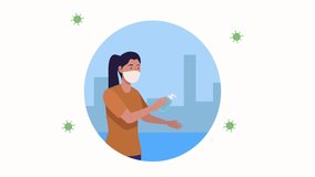 covid19 particles with woman wearing medical mask ,4k video animated - Powered by Shutterstock - Get 15% off with code: PIKWIZARD15