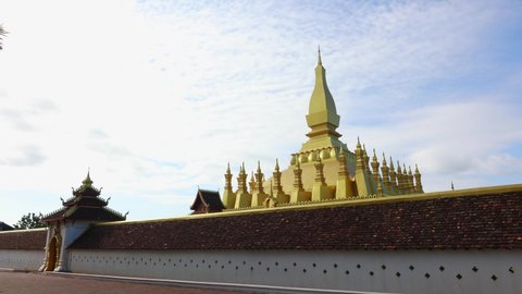 Pha That Luang Vientiane, Laos. That-Luang Golden Pagoda in Vientiane, Laos. Pha That Luang at Vientiane. Blue sky background beautiful.