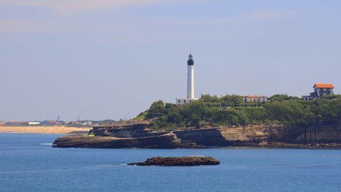 Biarritz lighthouse and the Atlantic Ocean on a summer day, France